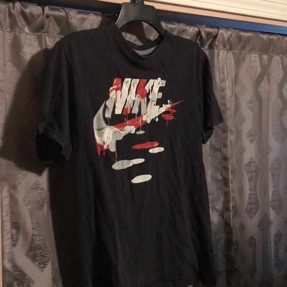 Nike | Shirts | Black Nike Tee With Red White Andd Grey Logo | Poshmark